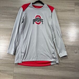The Ohio State Buckeyes Shirt Men's S Gray Red Nike Elite Long Sleeve Crew Neck‎